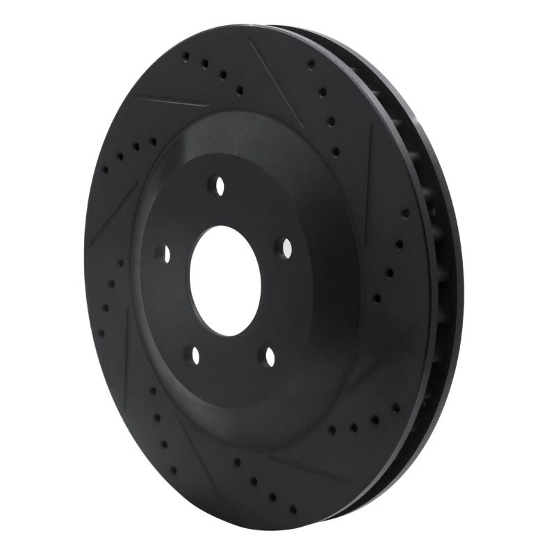 Cadillac XLR Brake Rotor (1) - Left Front - R1 Concepts - Drilled & Slotted - Black - `97-`09